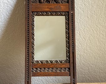 Vintage Carved Wood Wall Mirror | Ornate Floral Mirror