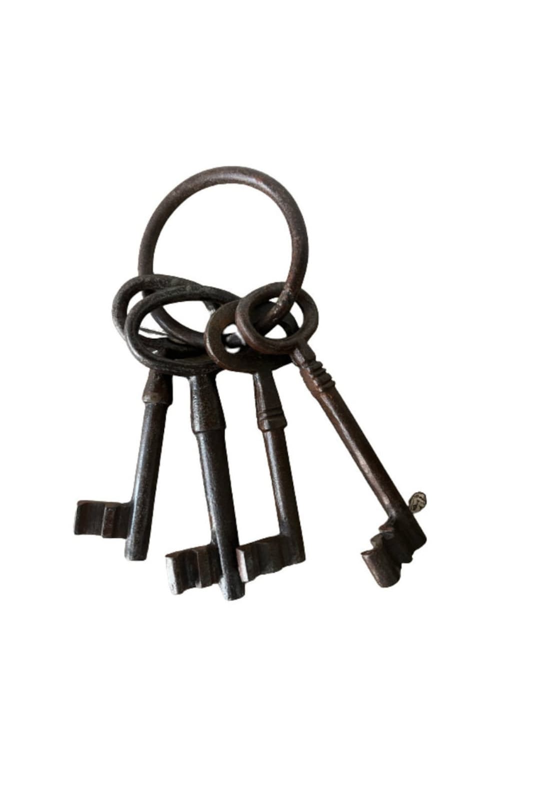 Vintage Heavy Cast Iron Jailers Skeleton 5 Key Set Etsy