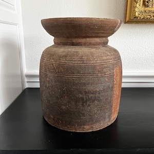 Extra Large Antique Teak Wood Vase