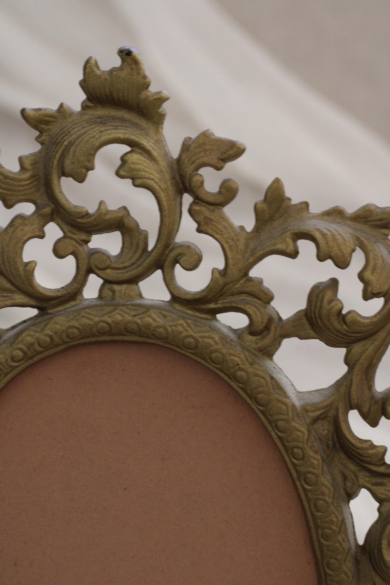 Vintage Ornate Metal Oval Frame Gold Tone - Etsy