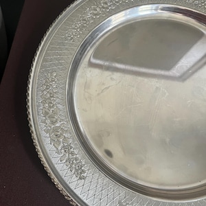 Vintage Silver-Toned Serving Round Plate