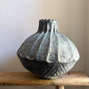 Large Vintage Black Vessel Paper Mache