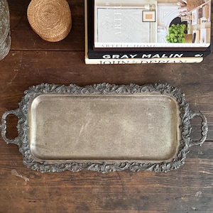 Antique Ornate Silver Serving Tray