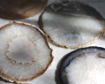 Natural Agate Slice Coaster | Decorative Stone Accent