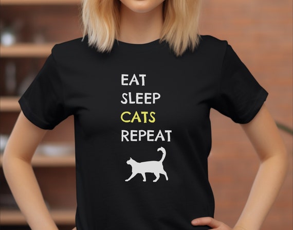 Cute Kitty Cat Face Eat Sleep Read Repeat T-Shirt Cute Kitty Cat Face Eat Sleep Read Repeat T-Shirt
