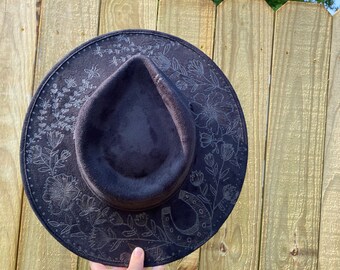 Black N Brass | Custom Hat, Custom Burned Hat, Wide Brim Hat  display picture 1
