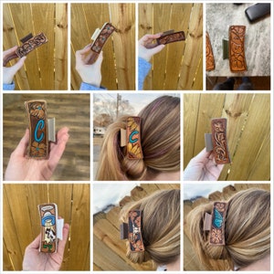 Leather tooled claw clip