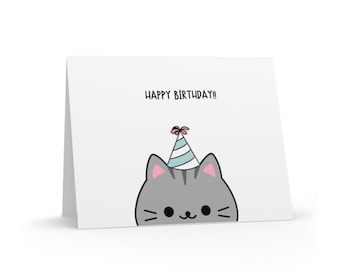 Carte d'anniversaire mignonne de chat noir | Carte d'anniversaire de chat, carte de voeux de joyeux anniversaire, amoureux des chats, anniversaire de chat noir, chat noir, pour les amoureux des chats