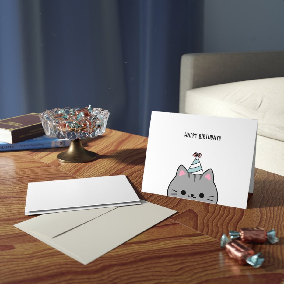Cute Black Cat Birthday Card | Cat Birthday Card, Happy Birthday ...