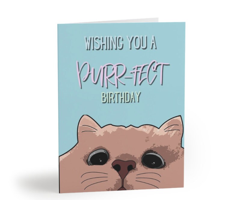 Cute Cat Birthday Card Cat Birthday Card, Happy Birthday Greeting Card ...