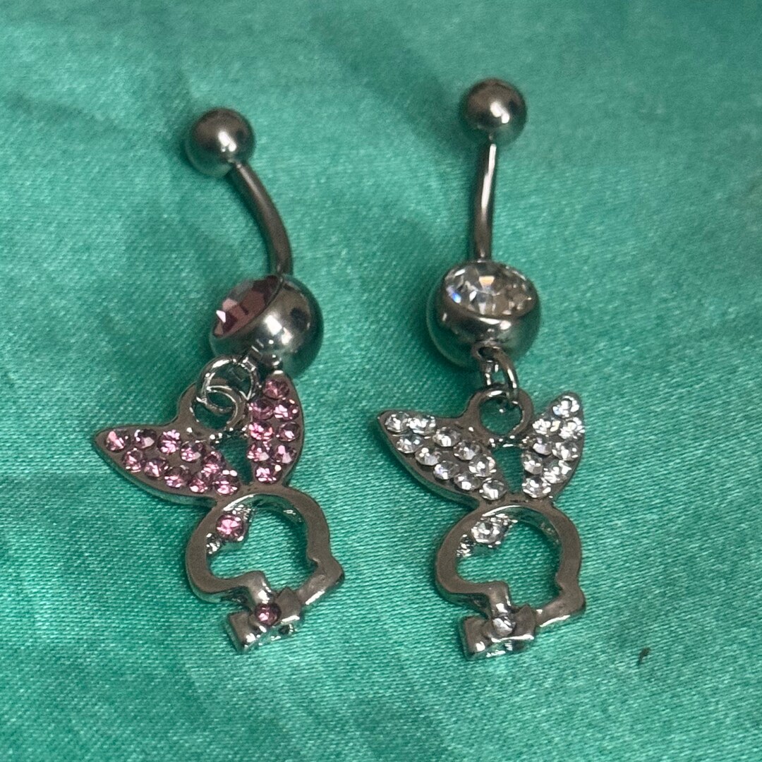 Belly Button Piercing Belly Button Bar 4g Belly Ring Playboy Etsy UK