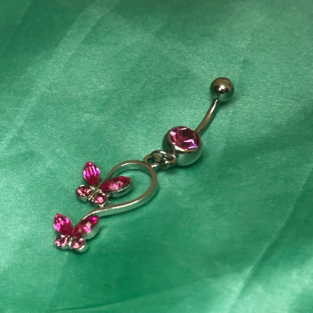 Belly Button Piercing Belly Button Bar 7g Diamond Belly Ring Etsy