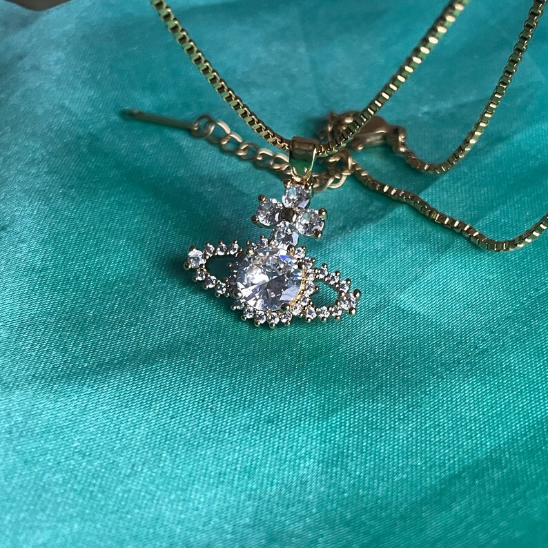 Vivienne Westwood Style Necklace Saturn Orb Necklace Etsy