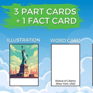 Fun and Illustrated World Wonders: 24 Famous Landmark Flashcards Printable Montessori Cards PDF ...