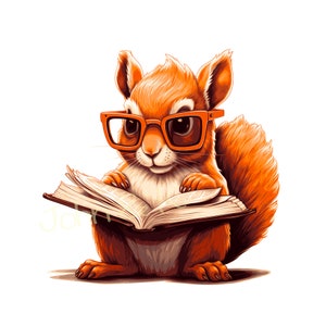 Squirrel Svg, Squirrel vector, cute Squirrel, Squirrel read book Clipart, cute Squirrel Svg for Fleece, Shirt, Mug, Cutfile png Pdf jpg