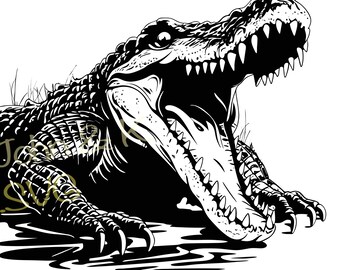 Alligator SVG, amerikanischer Alligator SVG, Alligator Clipart, Alligator SVG für Fleece, Shirt, Aufkleber, Cutfile png Pdf jpg, sofortiger download