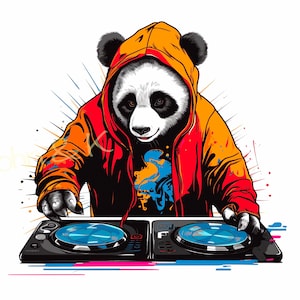 Panda SVG, Panda Vektor, Panda DJ svg, Panda Clipart, niedlicher Panda svg für Fleece, Shirt, Becher, Aufkleber, Cutfile png Pdf jpg