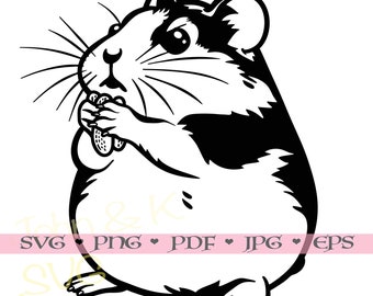Hamster Svg, Hamster vector, Cavy svg, cute Hamster Clipart Cricut Silhouette png jpg pdf eps Iron on Vinyl Laser Engraving, Commercial use
