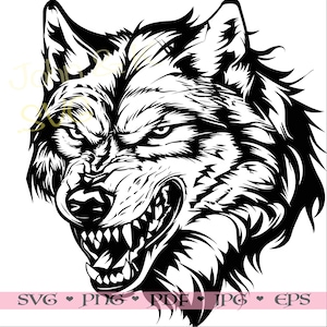 Wolf Svg, wolf vector, Wolf Clipart, Wolf cut file Clipart Cricut Silhouette png jpg pdf eps Iron on Vinyl Laser Engraving, Commercial use