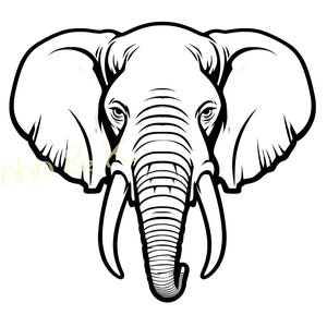 Elefante in formato Svg, elefante vettoriale, elefante africano cutfile Silhouette Clipart Png Jpg Pdf Ferro su vinile Incisione laser, Uso commerciale
