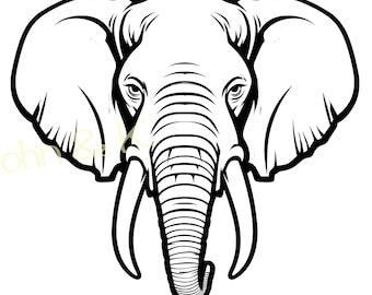 Elefante Svg, Vector de elefante, Archivo de corte de elefante africano Silueta Clipart Png Jpg Pdf Hierro en vinilo Grabado láser, Uso comercial