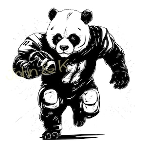 Panda Svg, Panda vector, fútbol panda cutfile calcomanía Clipart Cricut Silueta png jpg pdf Hierro en vinilo Grabado láser, Uso comercial
