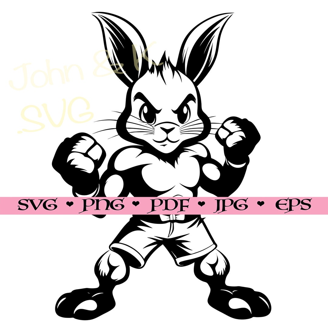 Bunny Svg, Boxing Bunny Svg, Cricut Silhouette Rabbit Clipart Png Jpg ...