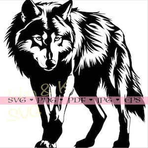 Wolf Svg, wolf vector, Wolf Clipart, Wolf cut file Clipart Cricut Silhouette png jpg pdf eps Iron on Vinyl Laser Engraving, Commercial use
