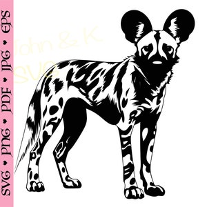 African Wild Dog Svg, Wild Dog Clipart, Wild Dog Svg per camicia, arredamento, Mug Cutfile png Pdf jpg Ferro su vinile Incisione laser, Uso commerciale