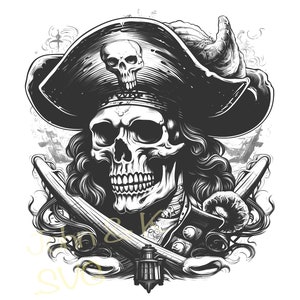 Skull Pirate Svg, Skull captain Svg,  Skull Pirate Clipart, skull Svg for Shirt, tattoo, sticker, wall art png Pdf jpg, instant download
