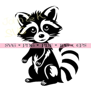 Raton laveur SVG, mignon fichier coupé de raton laveur, Cricut Silhouette Raccoon Clipart png jpg pdf eps Fer sur gravure laser vinyle, utilisation commerciale
