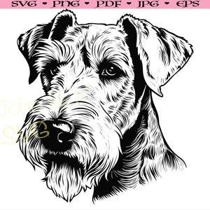 Airedale Terrier SVG, Terrier head cutfile, Cricut Silhouette Terrier dog puppy Clipart PNG Iron on Vinyl Laser Engraving, Commercial use