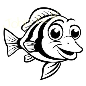 Clownfish Svg, Smart Clownfish vector, Clownfish cutfile Cricut Silhouette Clipart png jpg pdf Iron on Vinyl Laser Engraving, Commercial use