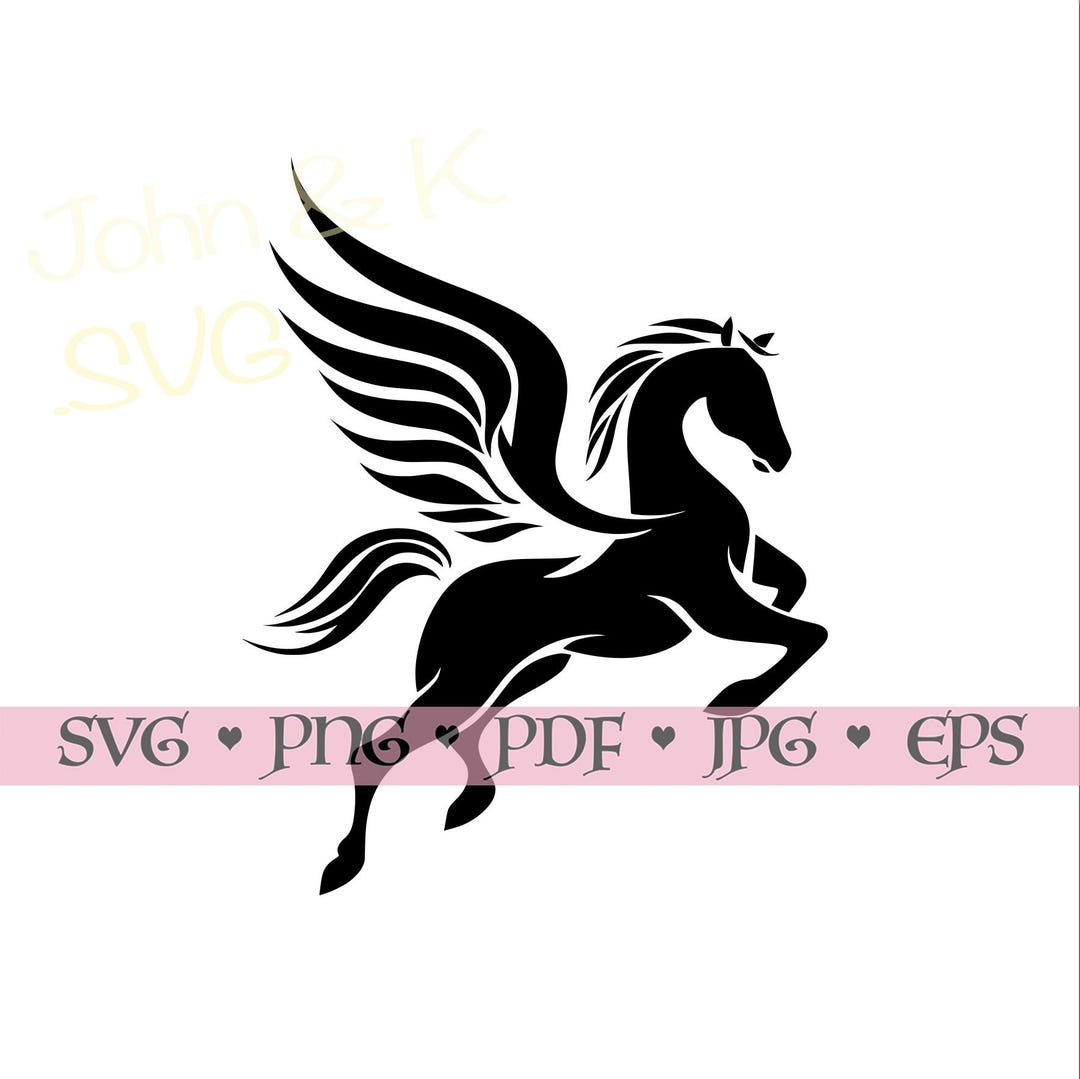 Majestic Pegasus Silhouette Vector, Winged Horse Clipart for Cricut ...