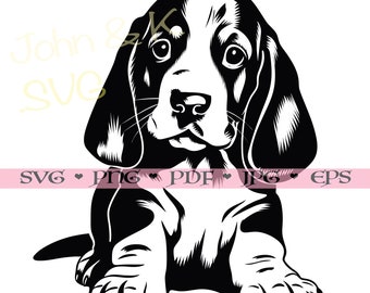 Basset Hound SVG Clipart Bundle: Puppy Cut Files (Commercial Use)