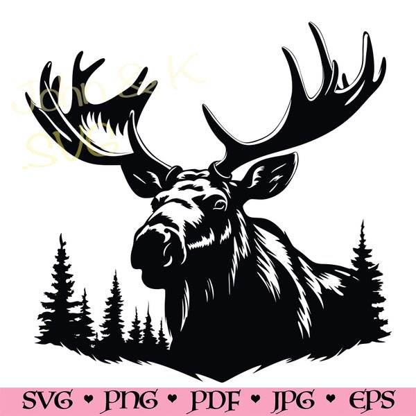 Moose Svg, Largest Deer svg, Moose Clipart, Santa Moose Svg for Fleece, Shirt, Towel, Cutfile png Pdf jpg eps, Commercial use