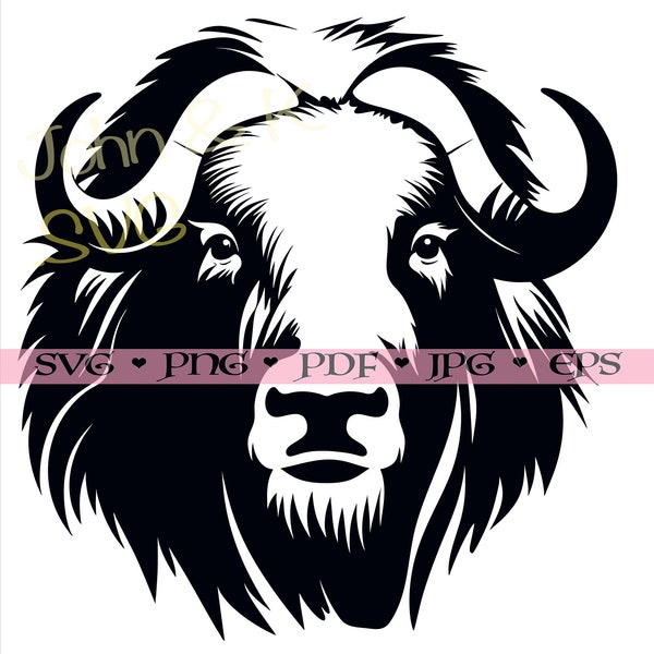 Musk OX Svg, OX Head Svg, cutfile Cricut Silhouette Musk OX Clipart Png Jpg Pdf Png Eps Iron on Vinyl Laser Engraving, Commercial use