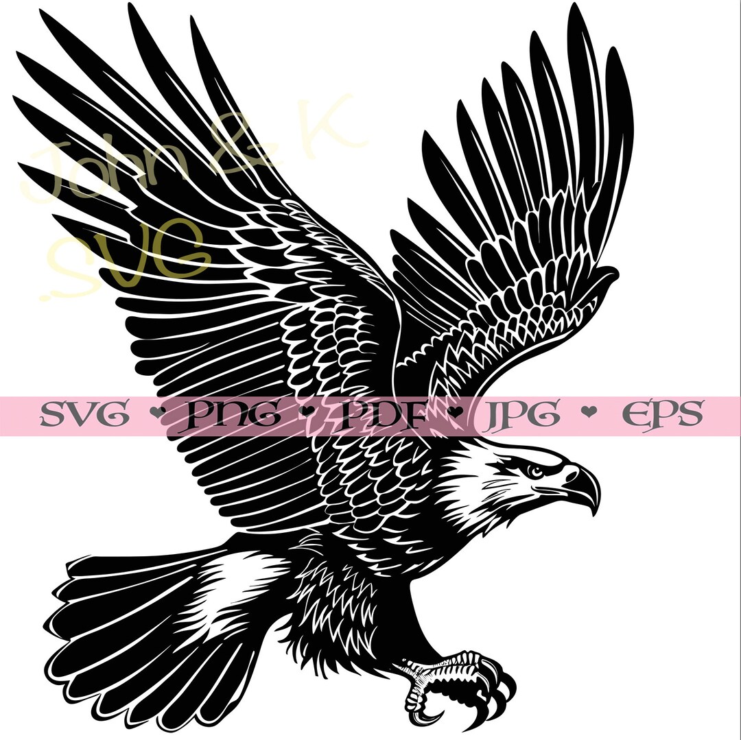 Soaring Eagle SVG: Silhouette Cut File for Vinyl & Laser Engraving - Etsy