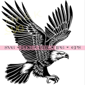 Flying eagle Svg, eagle vector, soaring eagle svg silhouette Cutfile clipart png Pdf jpg eps Iron on Vinyl Laser Engraving, Commercial use