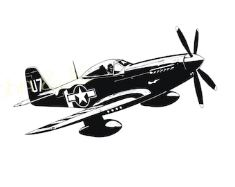 P-51 Mustang SVG: WWII Fighter Silhouette (Digital Files)