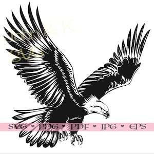 Flying eagle Svg, eagle vector, soaring eagle svg silhouette Cutfile clipart png Pdf jpg eps Iron on Vinyl Laser Engraving, Commercial use