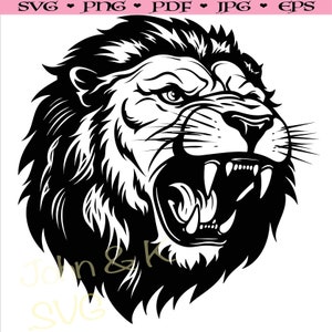 Svg de Lion en colère, art du lion d'Afrique, Clipart Lion, tête de lion mâle Svg pour polaire, chemise, tasse, tatouage, fichier coupe png Pdf jpg, usage commercial