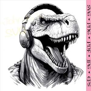 T-Rex Svg, imágenes prediseñadas de dinosaurio, Ilustración T rex para camisa, taza, decoración, Cutfile png Pdf jpg Hierro sobre vinilo Grabado láser, Uso comercial