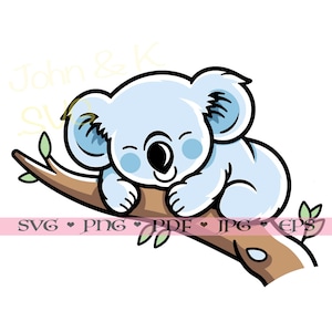 Koala Svg, Sleeping Australia Koala svg, dierenliefhebber clipart, Koala Svg voor kleding, decor, sticker, Cutfile png Pdf jpg, Commercieel gebruik