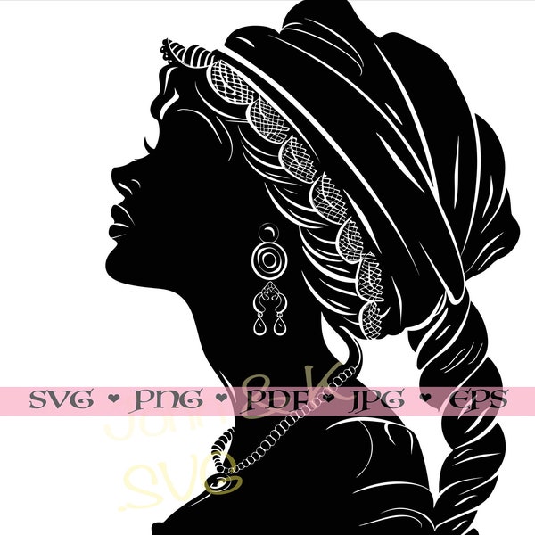 Gypsy girl Svg, Gypsy girl vector, soothsayer Clipart Cricut Silhouette png jpg pdf eps Iron on Vinyl Laser Engraving, Commercial use