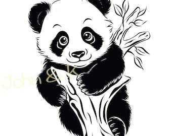 Panda Svg, Baby Panda Svg, Cute panda svg cutfile Silhouette Clipart Png Jpg Pdf Iron on Vinyl Laser Engraving, Commercial use