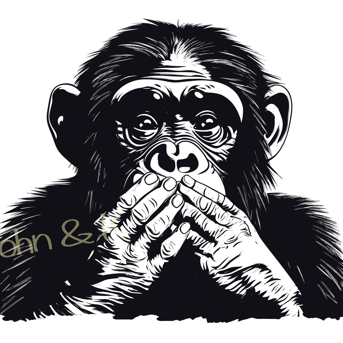 Chimpanzee Svg, Chimpanzee Vector, Ape Svg, No Talk Ape Clipart, Ape ...