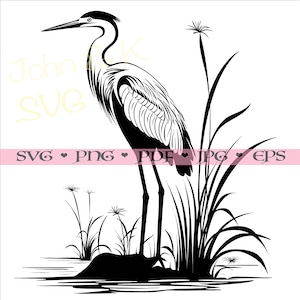 Zilverreiger Svg, elegante vogel Svg, cricut cutfile silhouet zilverreiger Clipart Png Jpg Pdf Png Eps opstrijkbare Vinyl Lasergravure, commercieel gebruik
