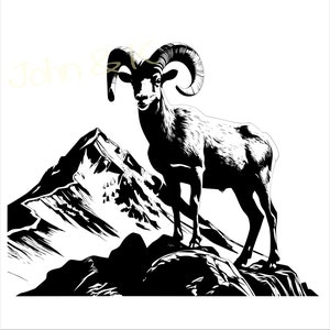 Rocky Mountain bighorn sheep Svg, vettore di mammifero dello stato del Colorado, clip art di pecora, bighorn sheep Svg per l'arredamento di vestiti, Cutfile png Pdf jpg
