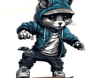 Kitten Svg, Cool Kitten Svg, Kitten Clipart, cat svg, cat clipart, Kitten and skateboard Svg for clothes decoration, Cutfile png Pdf jpg